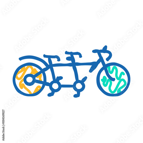 tandem bike for couple rider doodle icon sketch vector. tandem bike for couple rider sign. isolated symbol illustration