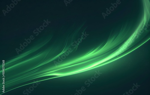 Abstract Green Aurora Borealis with Smooth Curves