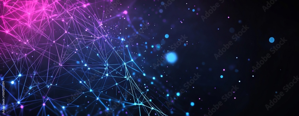 Abstract Futuristic Background with Blue and Purple Glowing Dots, AI generated illustration Abstract Futuristic Background with Blue and Purple Glowing Dots, AI generated illustration