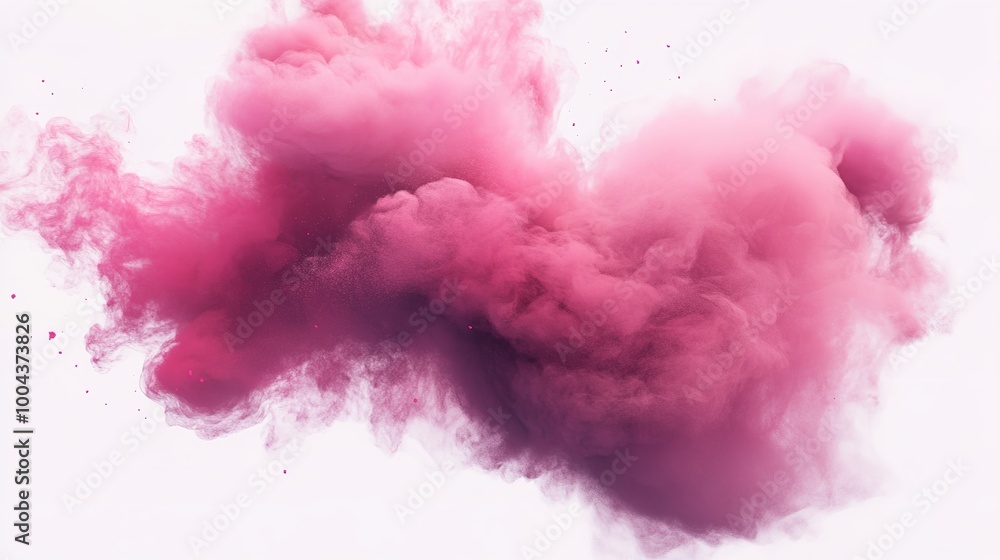 Pink Smoke Paint Explosion Powder Splash Isolated on White Background Pink Smoke Paint Explosion Powder Splash Isolated on White Background