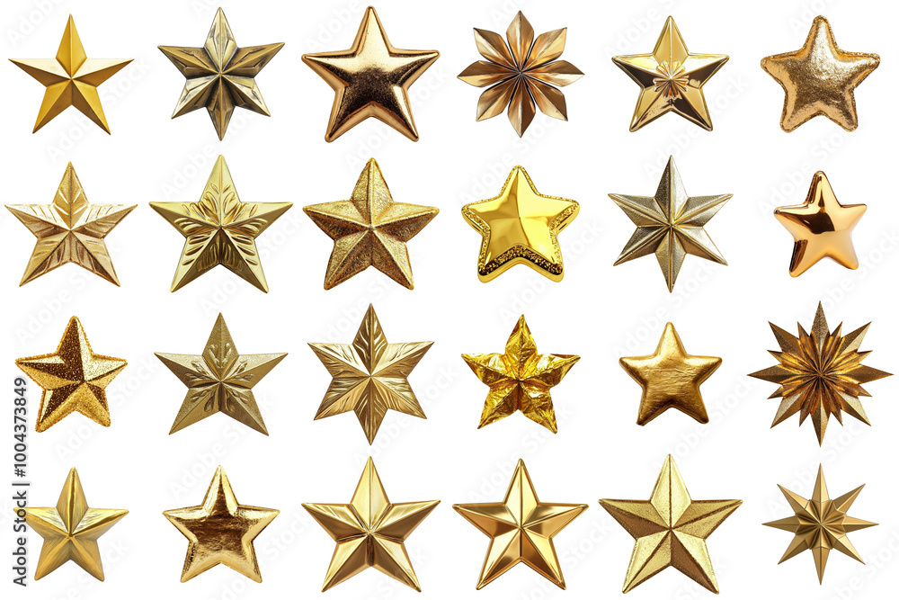 Obraz premium Premium Gold Star Collection with Transparent Background for Design Elements and Overlays