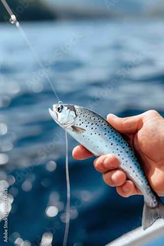 Freshly Caught Fish on a Dock With Bright Fishing Gear at Lake