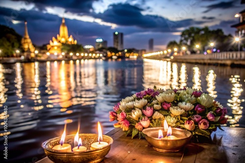 mosque in the night Loi Krathong