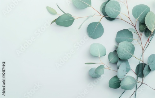 Eucalyptus Branch on White Background