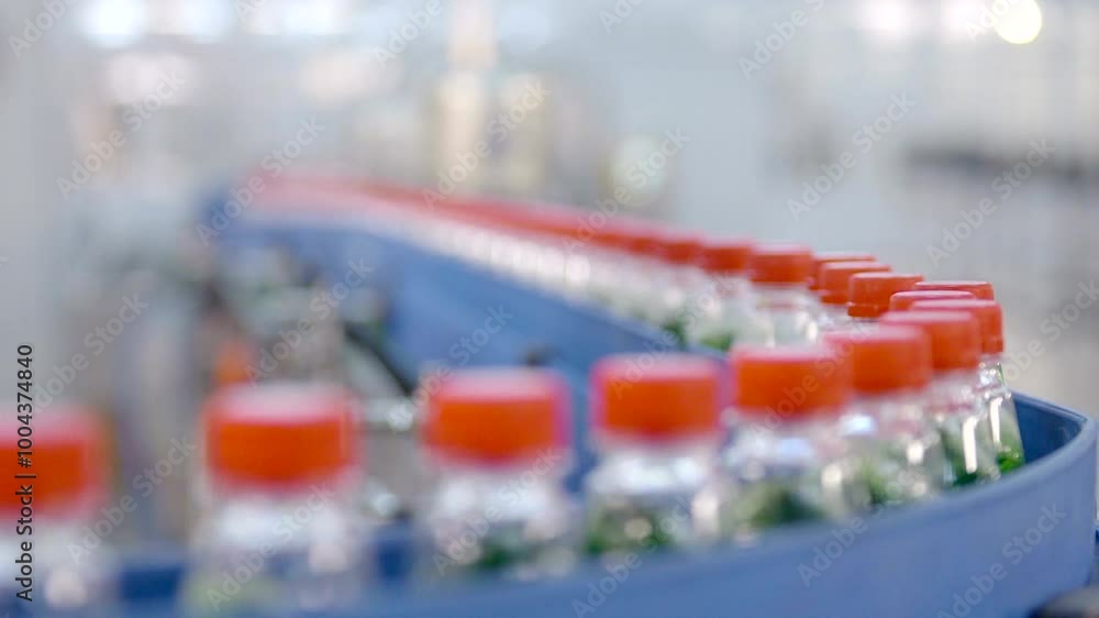 Water bottle conveyor industry. Water production Water bottle conveyor industry. Water production