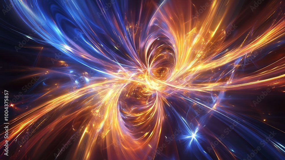 Abstract Swirling Lines of Orange and Blue Light Abstract Swirling Lines of Orange and Blue Light