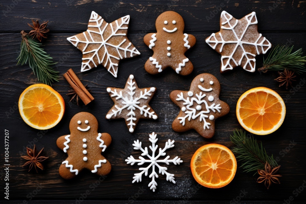 Gingerbread cookie christmas snowflake. Gingerbread cookie christmas snowflake.