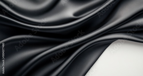 Smooth black fabric draped elegantly on a soft surface