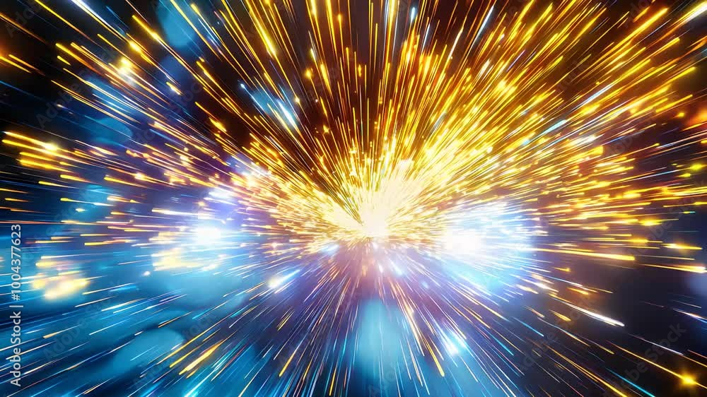 Explosive Burst of Glowing Light Particles in Motion
Explosive Burst of Glowing Light Particles in Motion