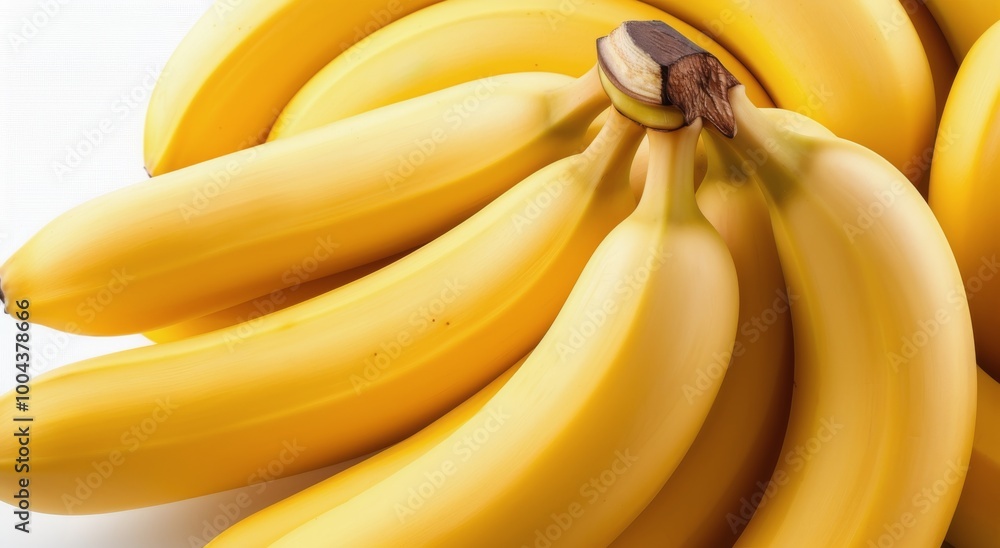 Fresh Yellow Bananas Piled Together With One Sliced Open on a White Background Fresh Yellow Bananas Piled Together With One Sliced Open on a White Background