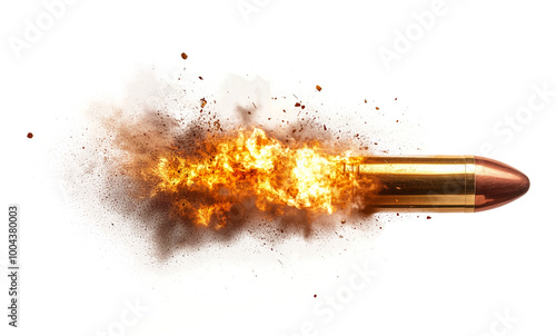 Fiery Bullet Flying in High-Speed Explosion with Smoke Effect