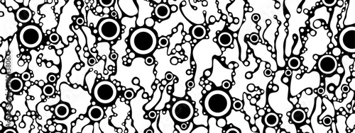 Halftone circular background frame. Space arnament. Pattern of chaotic matter, grids. Community of points. Dancing people top view. Design for business, presentations, technology. Vector