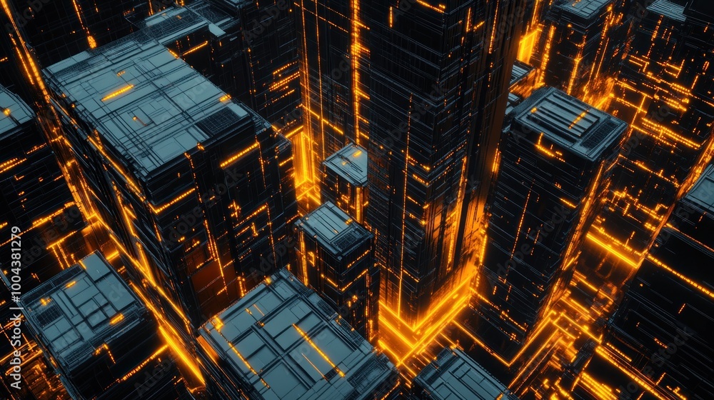 Futuristic Cityscape with Glowing Lines Futuristic Cityscape with Glowing Lines