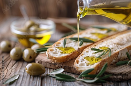 Olive Oil Drizzled on Crusty Bread