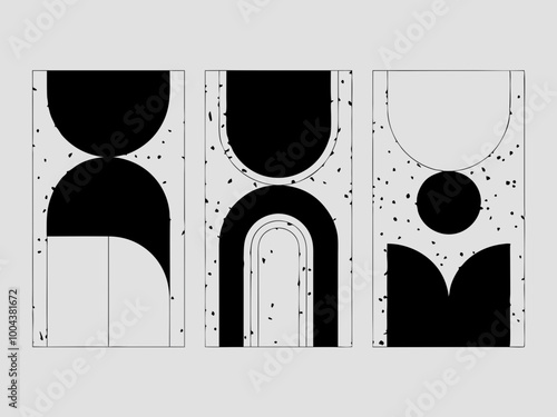 Abstract Black and White Geometric Designs