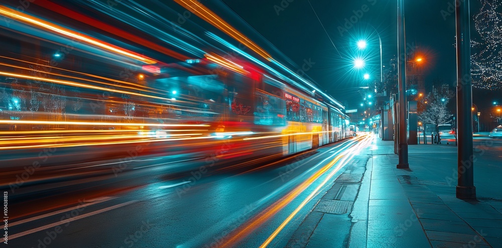 High-Speed Light Trails in the City at Night, AI generated illustration High-Speed Light Trails in the City at Night, AI generated illustration