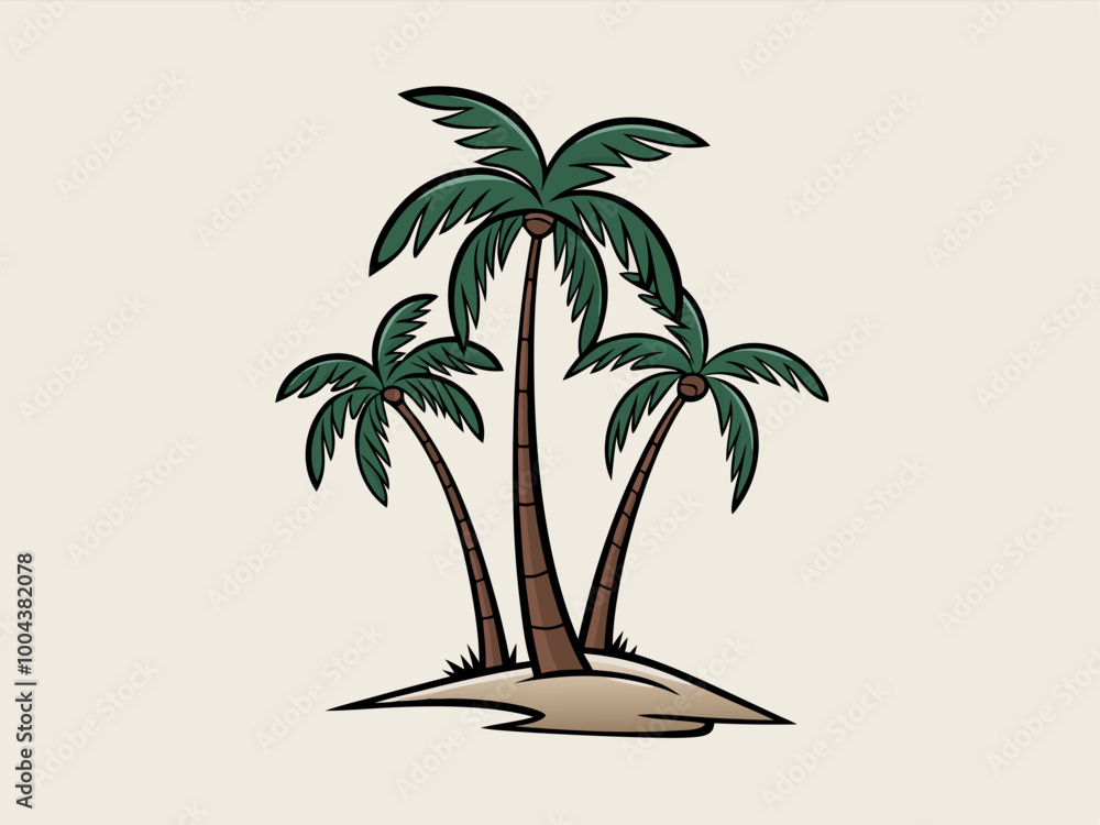 Palm Trees on a Sandy Island Illustration Palm Trees on a Sandy Island Illustration