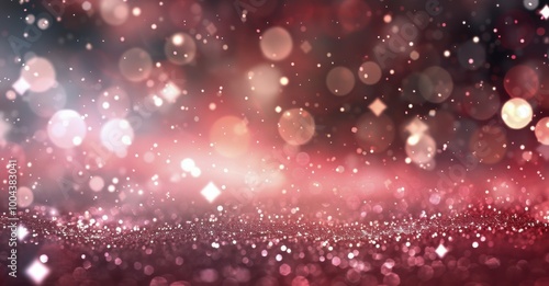 Glittering Red and Pink Bokeh Background With Sparkling Lights in Evening Set...