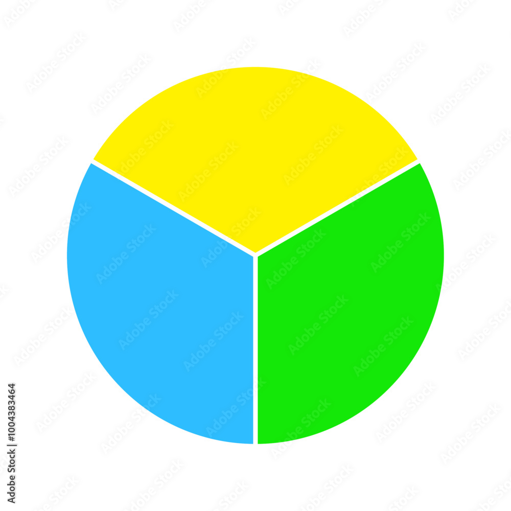 シンプルな3等分した丸 - 3種類のタイプやカテゴリー分けのシンプルなデザイン素材