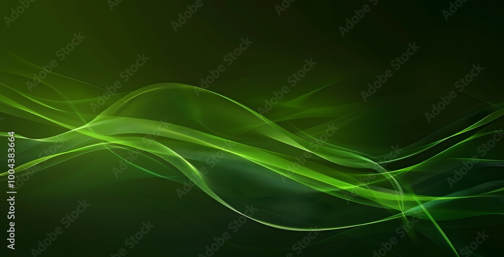 Abstract Green Gradient Background with Wavy Lines Abstract Green Gradient Background with Wavy Lines