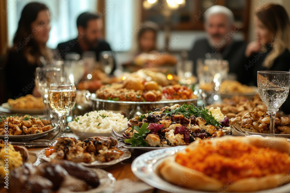 Jewish family celebrating Rosh Hashanah, Jewish new year