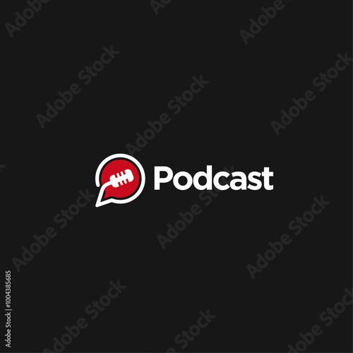 Podcast chat logo icon flat vector design