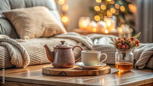 Wallpaper Mural Cozy Teapot with Hygge Decor on Living Room Table for Warm Home Atmosphere Torontodigital.ca