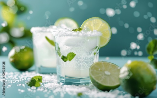 Margarita Cocktails With Lime and Salt