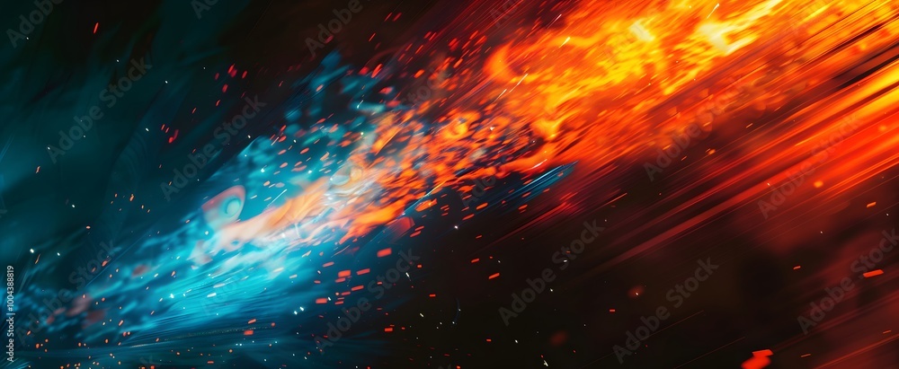 Fototapeta premium Exploding Planet Edge Light with Flames