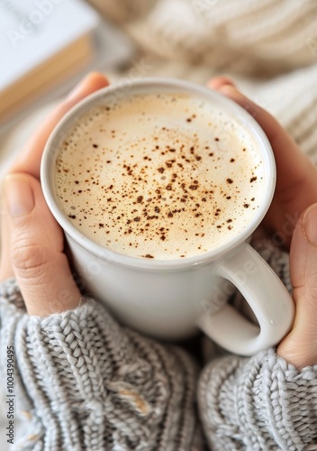 Warm Cup Of Coffee Held By Hands In A Cozy Blanket Setting