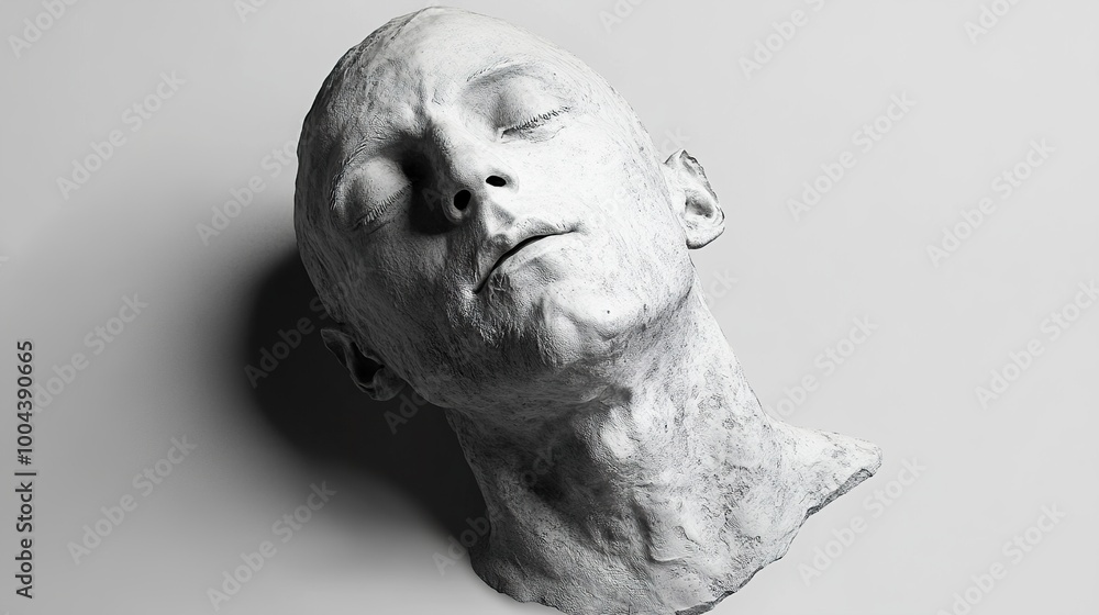 Sculptural Portrait of a Human Head with Closed Eyes Sculptural Portrait of a Human Head with Closed Eyes