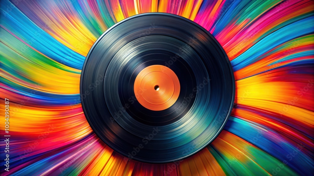 Vibrant Abstract Artwork with Vinyl Record for Creative Beats and Music Theme Vibrant Abstract Artwork with Vinyl Record for Creative Beats and Music Theme