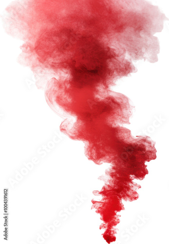 A red smoke trail is shooting out of a fire. The smoke is thick and billowing, creating a dramatic and intense atmosphere. The red color of the smoke adds to the sense of danger and urgency