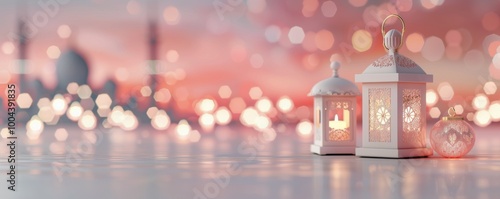 Beautiful Lanterns Glowing During Festive Evening at Twilight