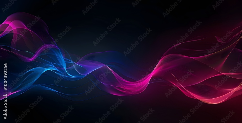Abstract Blue and Pink Gradient Waves on Black Background Abstract Blue and Pink Gradient Waves on Black Background
