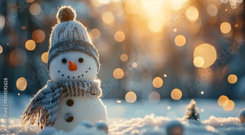 Smiling Snowman in Winter Wonderland