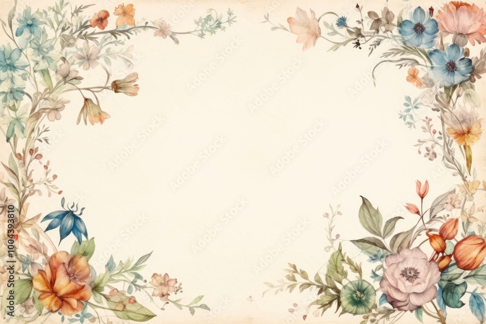 Fototapeta premium Vintage frame of botanical backgrounds pattern paper.