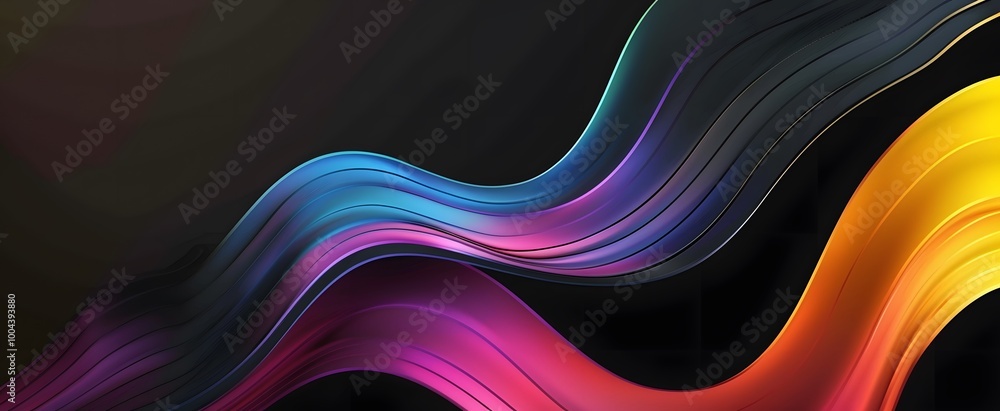 Abstract Colorful Waves On Black Background Abstract Colorful Waves On Black Background