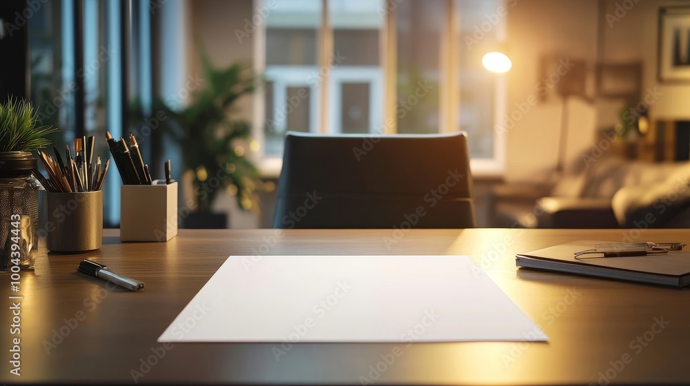Calm Office Space with Blank Paper and Writing Tools Calm Office Space with Blank Paper and Writing Tools