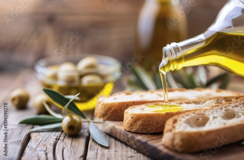 Olive Oil Drizzled on Crusty Bread