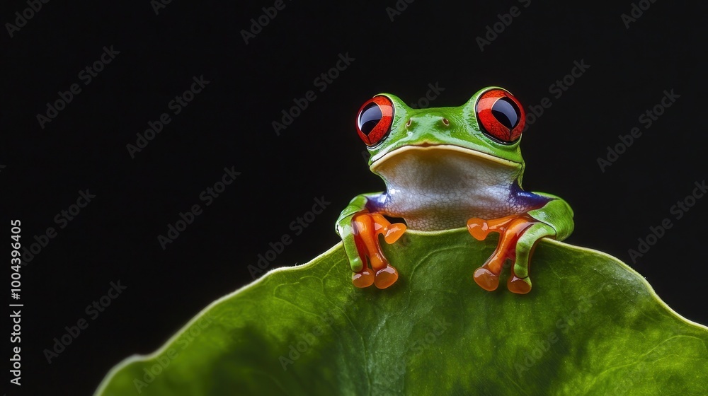 Fototapeta premium Red-Eyed Tree Frog on a Leaf