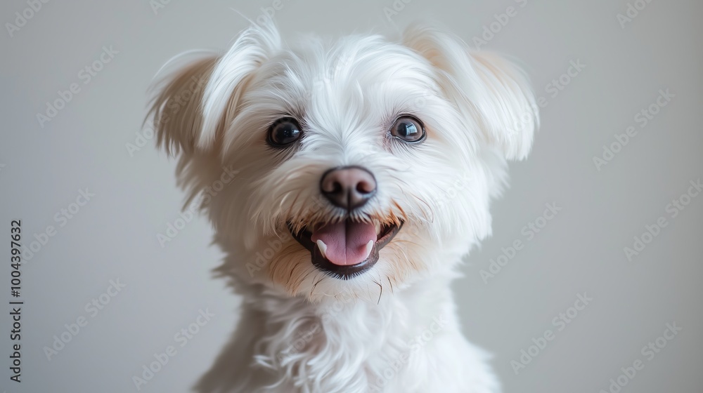 portrait of a happy smiling Maltese dog on a white background portrait of a happy smiling Maltese dog on a white background