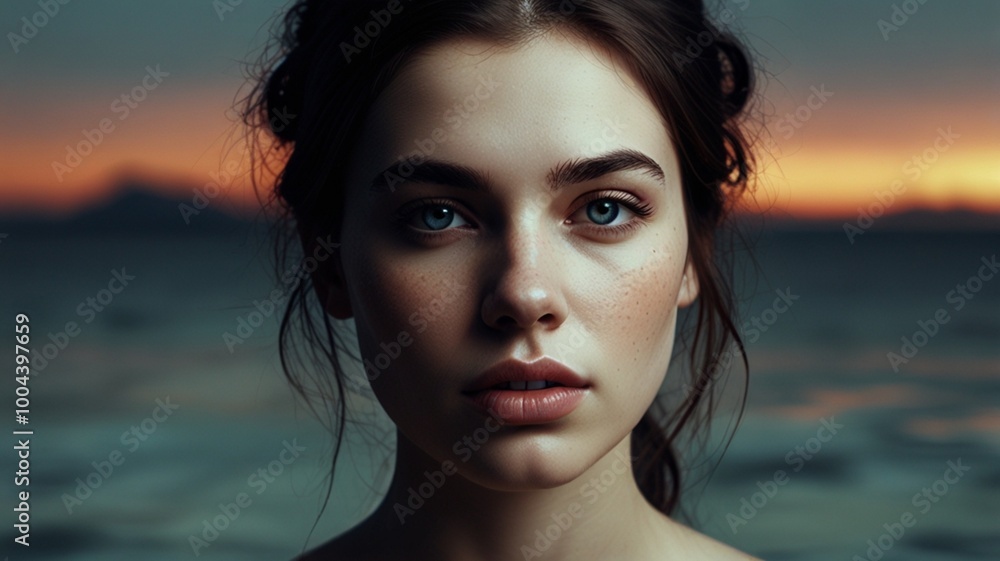 portrait of a woman with dark hair portrait of a woman with dark hair
