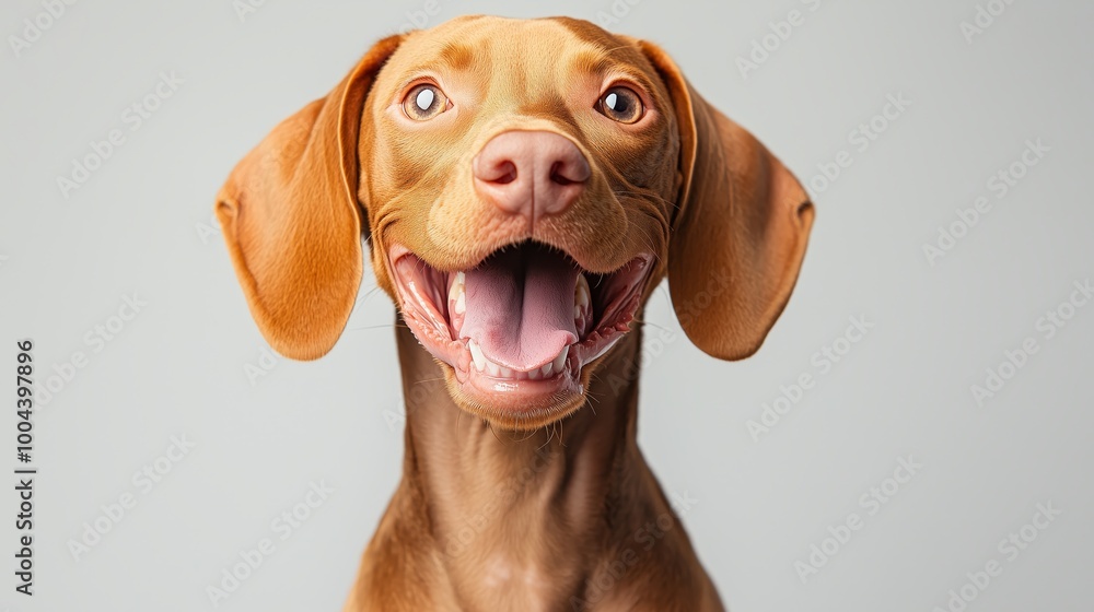 portrait of a happy smiling Vizsla dog on a white background portrait of a happy smiling Vizsla dog on a white background