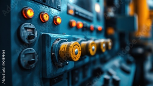 Illuminated control panel in workshop