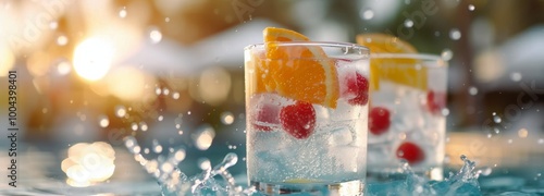 Summer Cocktail Splashing in Pool