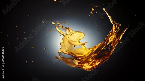 Splash of oil on black background