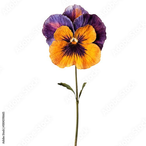 Pansy: A vibrant pansy flower on a stem. png, transparent background.