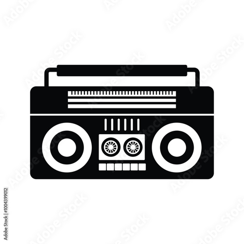 Boombox cassette player flat vector icon design