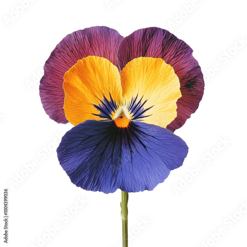 Pansy: A vibrant pansy flower on a stem. png, transparent background.